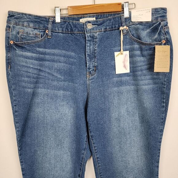 Jessica Simpson Cropped Jeans Blue Denim Slim Straight High Rise Plus Size 20W - Picture 11 of 16